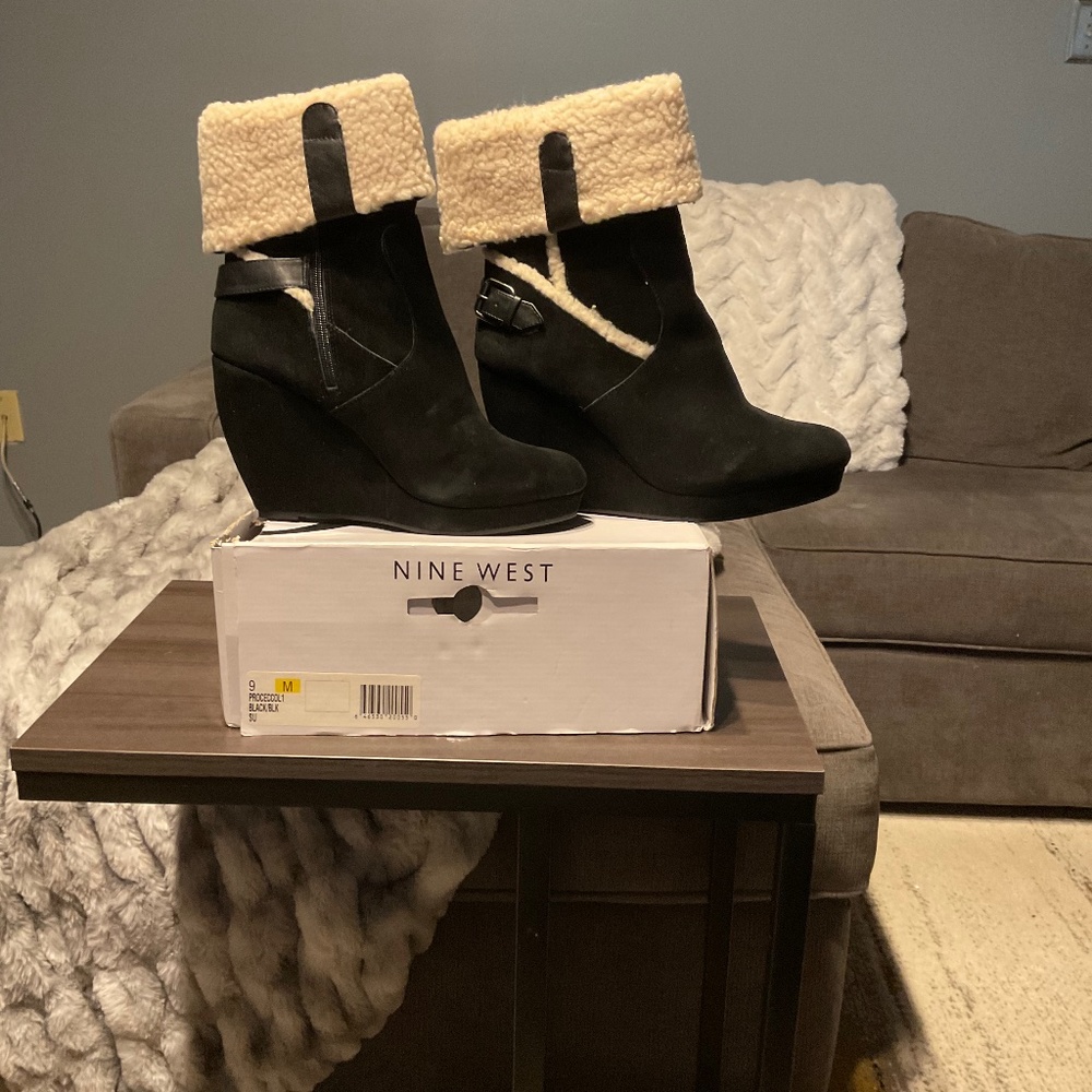 Black Wedge Bootie